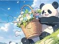 Mchezo Jigsaw Puzzle: Panda ya Maua ya Kikapu  online