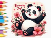 Mchezo Kitabu cha Kuchorea: Maua ya Cherry ya Panda  online