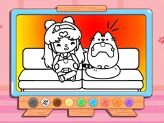 Mchezo Coloring Book: Toca Life With Pusheen online