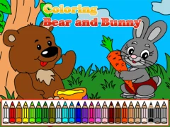 Mchezo Coloring book: Bear and rabbit online