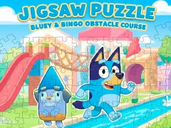 Mchezo Jigsaw Puzzle: Bluey & Bingo Obstacle Course online