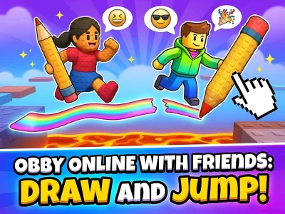 Mchezo Obby online with friends: Draw and Jump! online