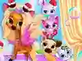 Mchezo Pets Grooming Bubble Party online