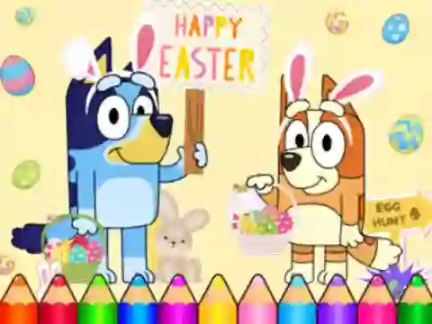 Mchezo Coloring Book: Bluey Happy Easter online