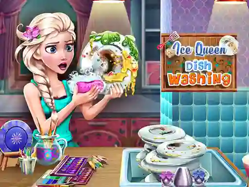 Mchezo Ice Queen Dish Washing online