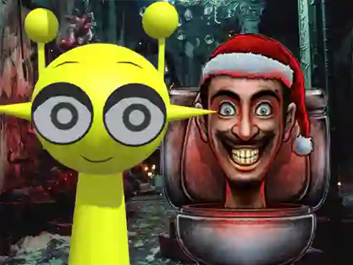 Mchezo Sprunki in Backrooms Christmas Skibidi online