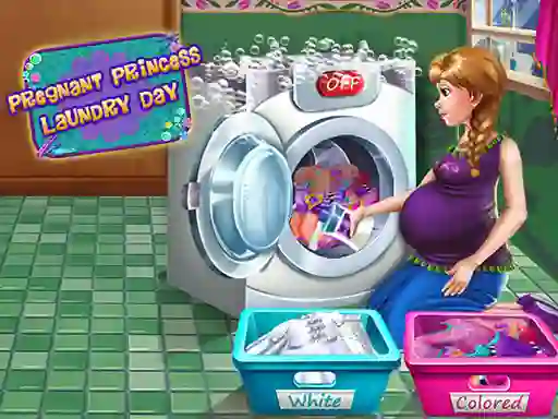 Mchezo Pregnant Princess Laundry Day online