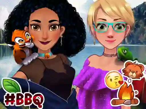 Mchezo Jasmine & Rapunzel on Camping online