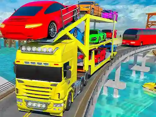 Mchezo Crazy Mega Car Transport Truck Game online