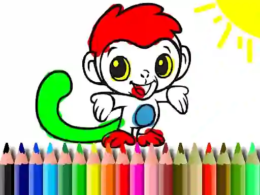 Mchezo Back To School: Monkey Coloring online