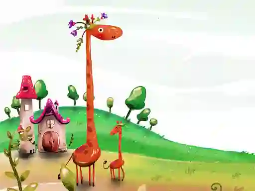 Mchezo Cartoon Giraffe Puzzle online