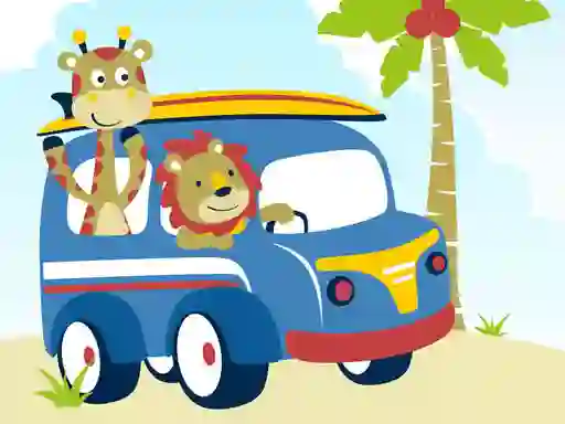 Mchezo Cute animals with cars difference online