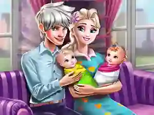 Mchezo Ice Queen Twins Family Day online