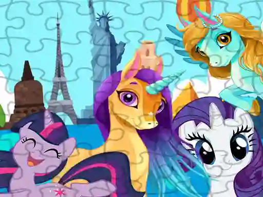 Mchezo Unicorns Travel The World Puzzle online