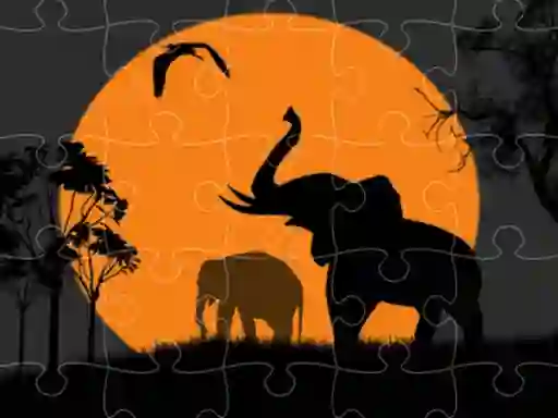Mchezo Elephant Silhouette Jigsaw online