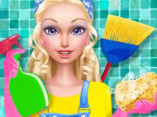 Mchezo Fashion Doll House Cleaning online