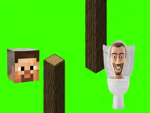 Mchezo Spinning Skibidi Toilet Flappy Minecraft online