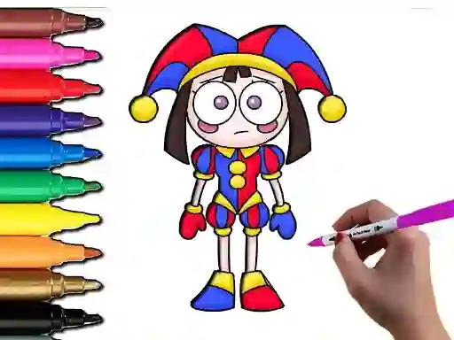 Mchezo Pomni Coloring Time online