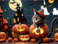 Mchezo Mafumbo ya Jigsaw: Paka wa Halloween  online