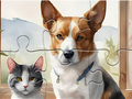 Mchezo Jigsaw Puzzle: Mbwa wa Uchoraji wa Mafuta na Paka  online