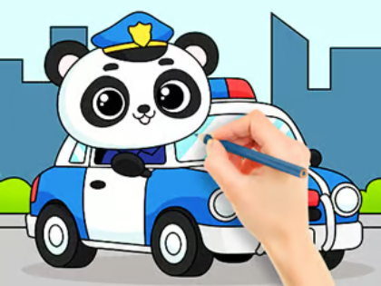 Mchezo Kitabu cha Kuchorea: Panda ya Polisi  online