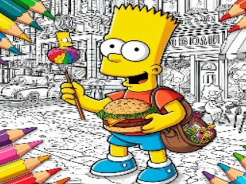 Mchezo Rudi kwenye kitabu cha kuchorea cha shule ya Simpsons  online