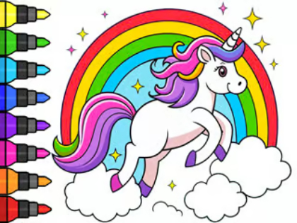 Mchezo Kitabu cha kuchorea: Unicorn ya kichawi  online