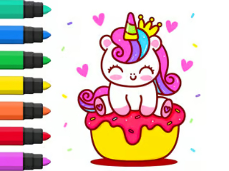Mchezo Kitabu cha kuchorea: Unicorn Cupcake  online