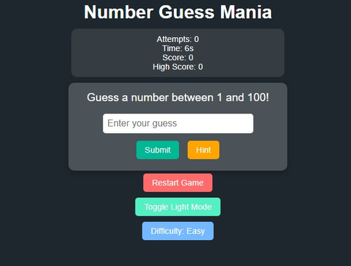 Mchezo Nambari nadhani mania  online